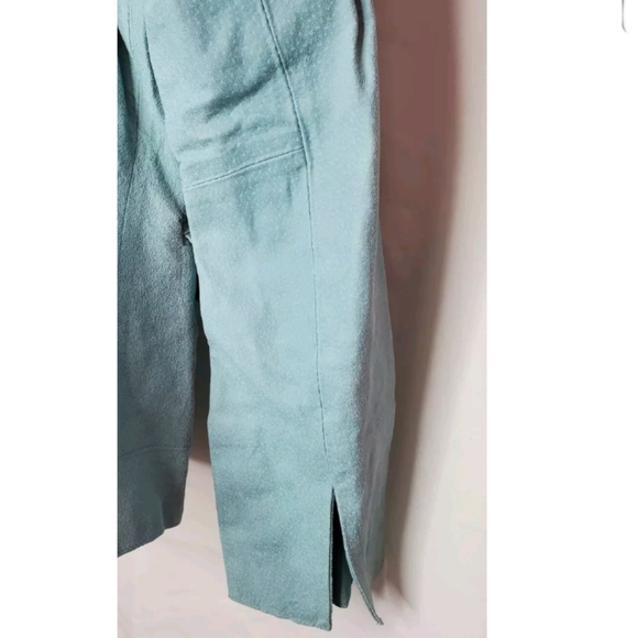 NWT Women Pamela McCoy Mint Green Leather Jacket with Pockets and Button Size M - Picture 8 of 12